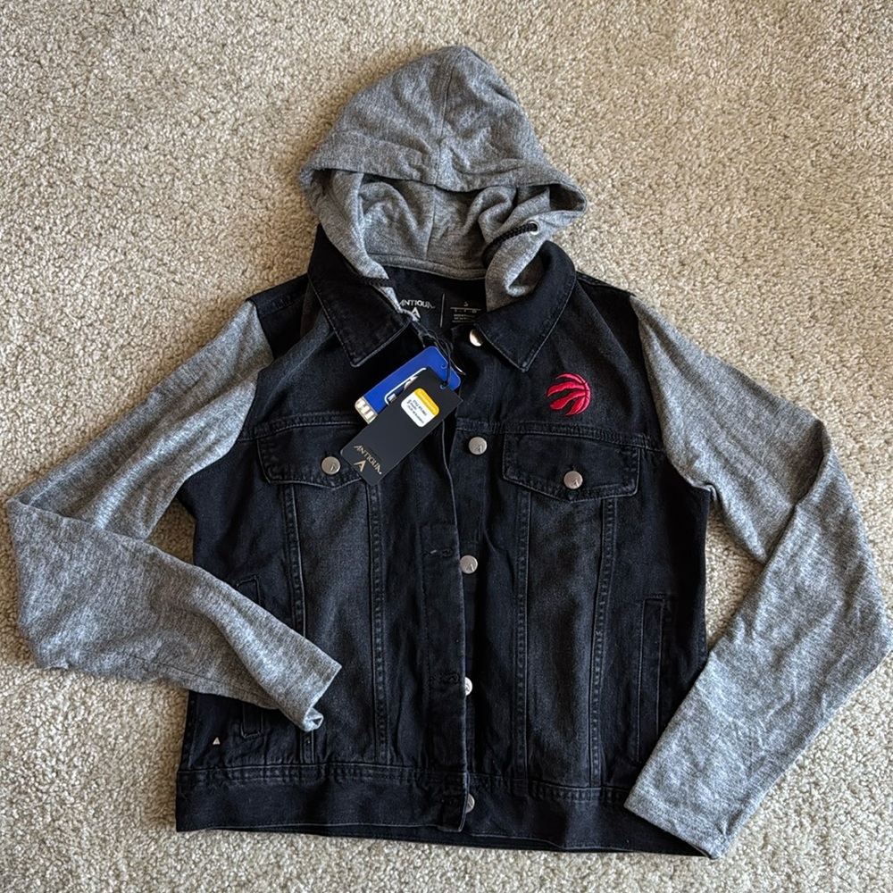 Antigua NBA Black and Gray Hooded Jacket